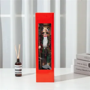 Traditional 38cm wooden nutcracker soldier puppet inside a red windowed gift box
