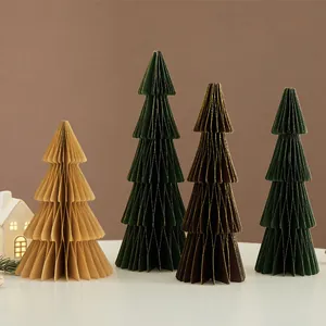 Minimalistisches Papier Weihnachtsbaum Desktop Ornament Faltbar Wabenpapier Weihnachtsbaum Set Für Zuhause Party Tischdekoration Nordischer Stil