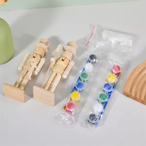Unfinished Wood Nutcracker DIY Painting Set Christmas Soldier Puppet Decorative Ornament Drawing Kit For Kids Adults