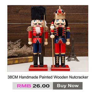 Paire de casse-noisettes en bois de 38 cm peints à la main pour décoration de Noël