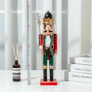 38cm traditional wooden nutcracker soldier puppet for Christmas home decor with height measurement