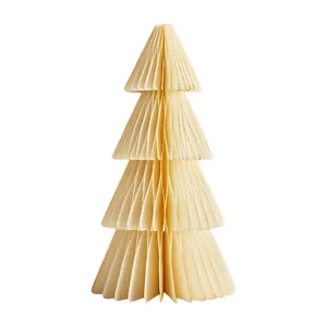 Elegante cremefarbene Faltpapier-Weihnachtsbaum-Tischdeko für festliche Stimmung
