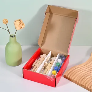 18cm DIY unpainted wooden nutcracker doll painting kit with brushes and paints.