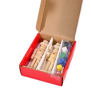 18cm DIY unfinished wooden nutcracker painting kit with blank dolls and 6 colors paint