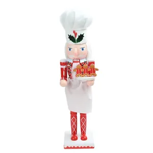 Cascanueces de chef tradicional de madera de 38 cm con bandeja de hombres de jengibre