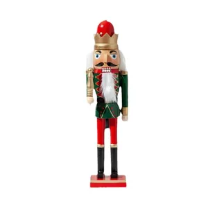Traditional 38cm wooden Nutcracker soldier puppet for Christmas holiday home decoration