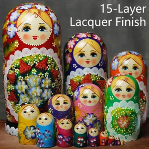 Russische Matroschka Puppen Handbemalt Lindenholz Traditionelle Volkskunst Dekorative Holzfigur Geschenk