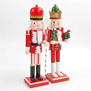 A pair of decorative 38cm wooden nutcracker soldiers for festive Christmas home display