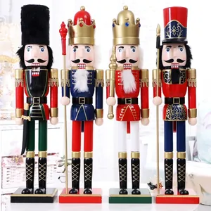 Casse-Noisette de Noël Style Britannique Soldat Roi Marionnette Artisanat Bois Peint Décoration Festive Ornement Cadeau