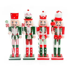 Bemaltes Holz Nussknacker Soldat Set Weihnachts Tischdekoration Traditionelle Holzfiguren Für Festliche Hausparty Dekoration