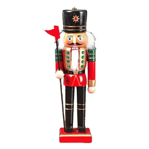 Schiaccianoci in legno da 25 cm con bandiera rossa per decorazioni natalizie regalo