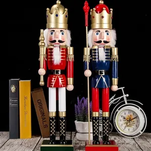 Lot de 2 figurines de soldats casse-noisettes en bois de 60 cm peints à la main pour Noël