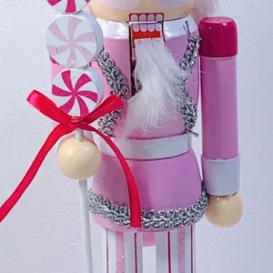 Traditional 39CM pink wooden nutcracker soldier puppet for Christmas party decoration
