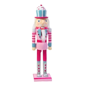 Sweet pink cupcake themed 39cm Nutcracker soldier figurine for Christmas home decor