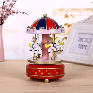 Vintage wind-up carousel music box with colorful horses, ideal birthday holiday gift