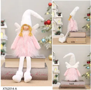 Detail views showing the front, side, and back of a pink plush Christmas angel doll