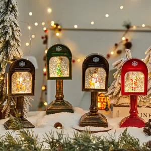 Vintage mailbox-style Christmas snow lanterns for festive desktop decoration