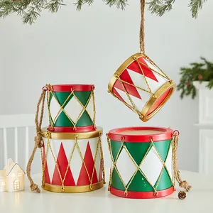 Lot de décorations de Noël en fer en forme de tambour pour l'arbre de fête