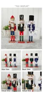 Detailed view of 30cm wooden nutcracker soldier set for festive Christmas home decor