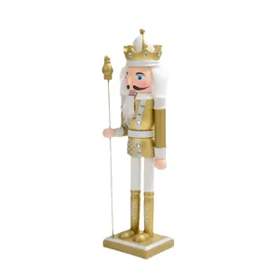 Traditional 30cm gold and white Christmas nutcracker soldier puppet table figurine