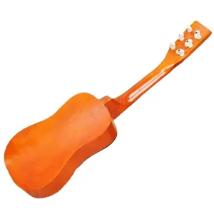 Guitare en bois de 54cm pour enfants avec finition orange brillante, vue arrière