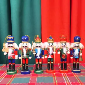 Set de 6 figuras clásicas de soldados cascanueces de madera de 13 cm para Navidad