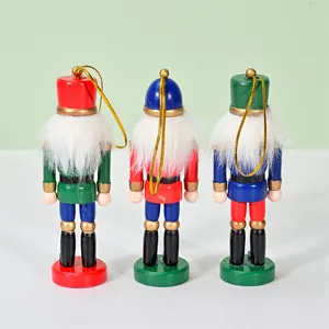 Back view detail of 12.5cm wooden nutcracker set for Christmas tree decoration.