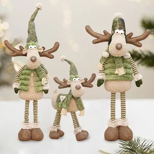 Christmas Reindeer Plush Doll Ornament Festive Top Hat Deer Figurine For Xmas Party Home Tabletop Decoration Site Layout New