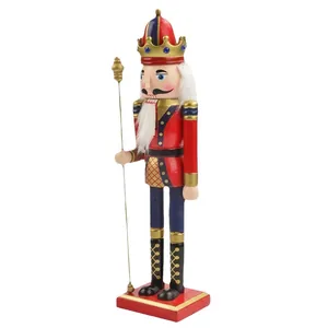 Traditioneller 30cm hölzerner Nussknacker-Soldat in Rot und Gold Weihnachtsdeko