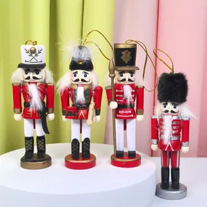 Set van 4 traditionele houten notenkraker soldaten van 13 cm voor kerstdecoratie.