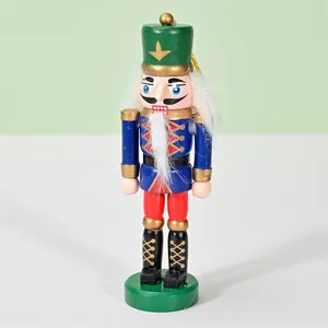 Detailed view of a 12.5cm wooden nutcracker soldier ornament for Christmas trees