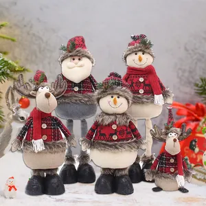 Set of Christmas telescopic plush dolls featuring Santa, Snowman, and Reindeer styles