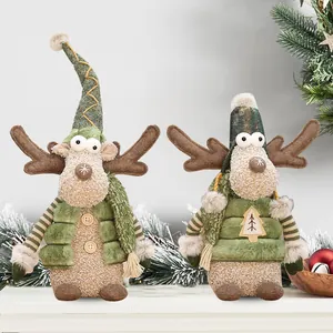 Handcrafted Christmas reindeer plush dolls for festive table decoration