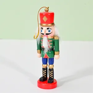 Close-up of 12.5cm wooden nutcracker soldier ornament for Christmas tree decor
