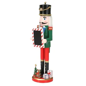 38cm wooden nutcracker soldier figurine with photo frame for Christmas gift decoration