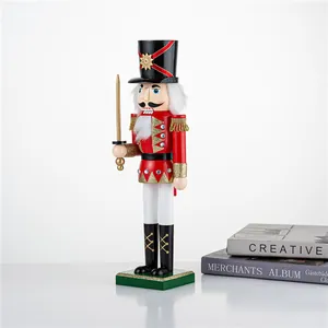 38cm classic soldier nutcracker puppet in red and gold for Christmas home decor