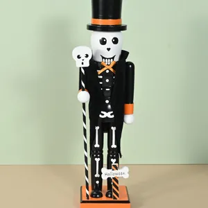 38cm Halloween skeleton nutcracker soldier solid wood ornament holiday decor gift