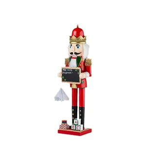 38cm classic wooden Nutcracker soldier puppet with chalkboard Christmas decoration