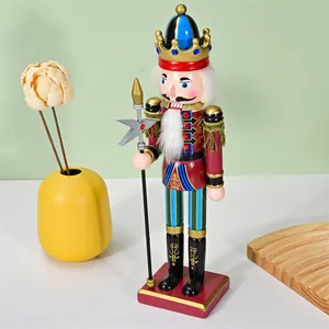 Hand-painted 30cm wooden nutcracker soldier figure, traditional Christmas gift decor