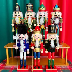 Klassieke Houten Handbeschilderde Notenkraker Soldaat Figuur Traditionele Kerstversiering Voor Thuis Kantoor Bureau Feestelijk Cadeau