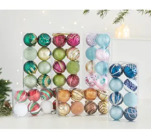 Set of assorted Christmas ball ornaments in clear boxes for festive tree DIY decor