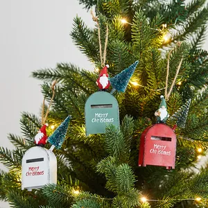 Festive set of Christmas mailbox ornaments featuring cute gnomes and mini trees for decor
