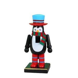Cascanueces de pingüino de madera de 16 cm hecho a mano decoración de Navidad