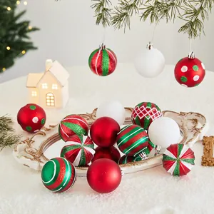Christmas Ball Ornaments Set Painted Glitter Shiny Matte Plastic Xmas Tree Hanging Decorations For Holiday Home Party Decor