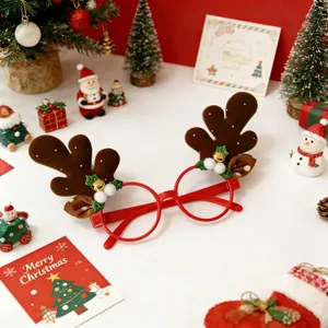 Occhiali con corna di renna di Natale rossi e marroni per feste e oggetti di scena