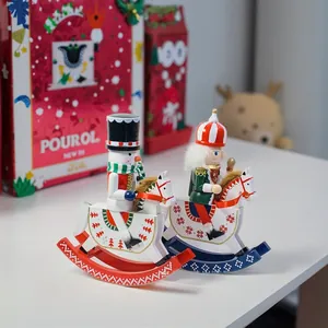 Handcrafted 30cm wooden nutcracker rocking horse soldier Christmas ornaments