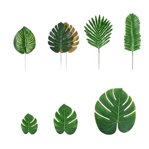 30pcs artificial tropical palm leaves set with dimensions for Hawaii party table decor