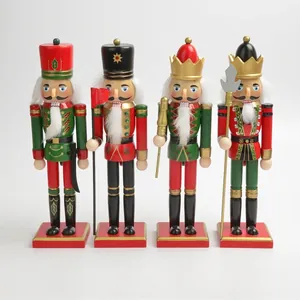Traditioneller Holz Nussknacker Soldat Puppe Mittlere Größe Handbemalt Weihnachten Ornament Für Haus Party Deko Geschenk