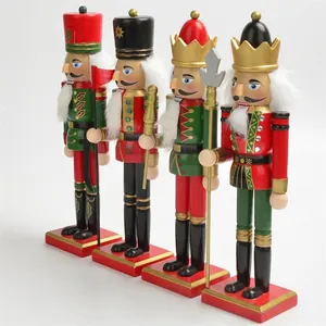 Vierer-Set traditionelle 30 cm Nussknackersoldaten aus Holz für die Weihnachtsdeko