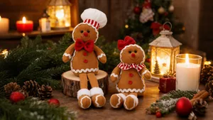 Schattige kerst peperkoekmannetje pluche poppen met koksmuts voor gezellige decoratie